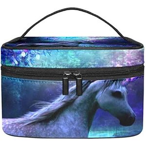 Eenhoorn make-up organizer tas, reismake-up tas organizer case draagbare cosmetische tas voor vrouwen en meisjes toiletartikelen, Meerkleurig, 22.5x15x13.8cm/8.9x5.9x5.4in