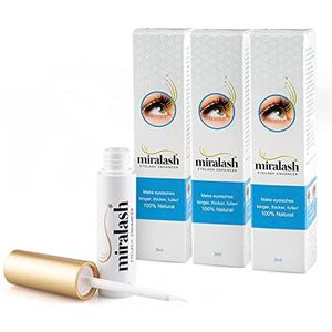 MIRALASH Eyelash Conditioner 3ml, wimperserum verlengt de wimpers en bevordert de groei, serum voor lange en dikke wimpers in donkere kleur (3 stuks)