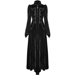 Punk Rave Womens lange gotische jurk jas zwart fluweel Steampunk Victoriaanse VTG