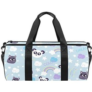 Naadloos bierpatroon reizen duffle tas sport bagage met rugzak draagtas gymtas voor mannen en vrouwen, Dieren Panda Patroon, 45 x 23 x 23 cm / 17.7 x 9 x 9 inch