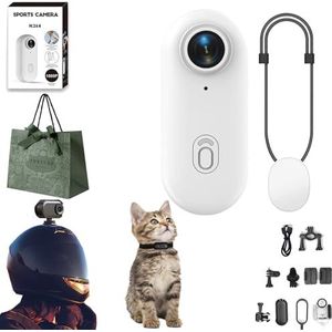 Gosnap Go Snap Camera, 4k Thumb Action Camera, Pnarma Gosnap met 360° rotatie veerclip, HD 1080p ketting camera, Mount Anywhere (wit)