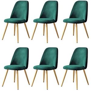 GEIRONV Flanel eetkamer stoel set van 6, met metalen benen moderne woonkamer stoelen thuis lounge keuken teller stoelen Eetstoelen (Color : Green)