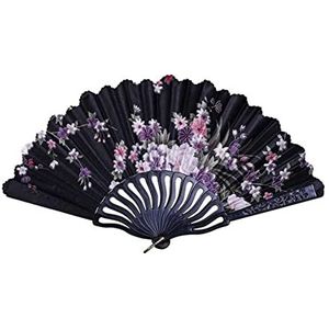 Dans Zijde Vouwventilator Chinese Stijl Hand Fan Vintage Retro Zijde Handheld Fans Voor Dans Bruiloft Geschenken Opvouwbare Ventilator (Size : F)