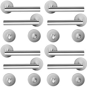 4-pack HAIFUAN roestvrijstalen deurkruk met badkamerknop, deurslotgreepset, deurgreep, geborsteld roestvrij staal (S02-103BK-4)
