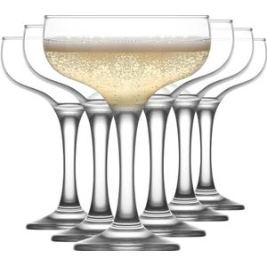 LAV 6x Clear 235ml Misket Glas Champagne Schotels - Vintage Glas Espresso Martini Prosecco Wijn Gin Coupe Glazen Set
