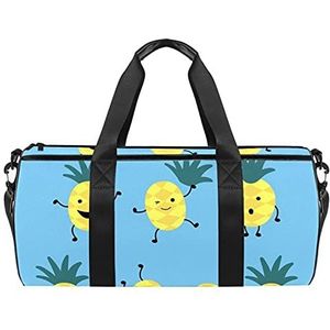 Reizen strandtassen, grote sport gym overnachting duffle fruit blauwe print schoudertas met droge natte zak