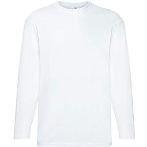 Fruit Of The Loom Valueweight T-shirt met lange mouwen voor heren, Wit, S