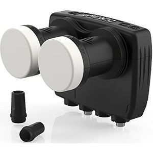 DUR-line 6° Monoblock Twin LNB, Astra 19,2°E + Hotbird 13°E, 2 deelnemers en 2 satellieten (MB6-TW), dubbele LNC met geïntegreerde DiSEqC, Full HD, 4K, 8K, 3D, weerbestendig + mobiele afscherming