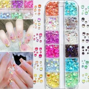 1 Doos Regenboog Zeemeermin Tranen Nail Art Bedels Macaron Bubble Beads Nail Art voor de Zomer Aurora Half Sferische Glazen Nageldecoraties-PH207