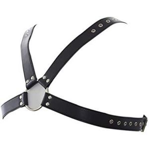 Drqinyi Leren harnas voor heren, borstriem en punkriem met verstelbare gesp (zwart 186), zwart 186, eenheidsmaat