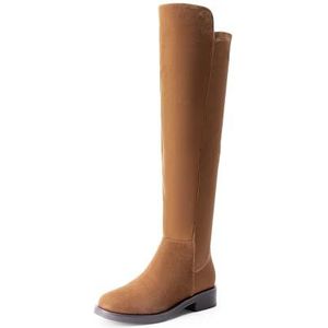 DREAM PAIRS Over de knie hoge laarzen voor dames.,Size 38.5,Camel-Suède,SDOB2409W