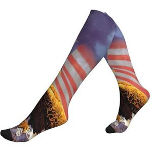 ASFgda Compressiearend met Amerikaanse vlag print sokken voor dames en heren, 15-20 mmhg (1 paar) beste ondersteuning voor hardlopen, fietsen, werk en fitness