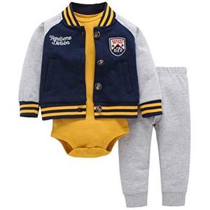Baby outfits en kledingsets 0-24 maanden 3-delige Jack met lange mouwen en capuchon + rompertjes + broek