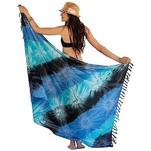 NELUHA Sarong doek dames met sarong houder pareo wikkeldoek handdoek jurk wikkelrok dames strandlaken XXL doek mannen pareo dame strandlaken dame strepen blauw, blauw, 165x110cm
