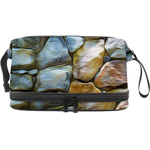 Grote capaciteit reizen cosmetische tas,Abstracte kunst patroon,Make-up tas,Waterdichte make-up tas organisator, Meerkleurig, 27x15x14 cm/10.6x5.9x5.5 in