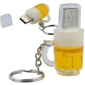Ulticool – Bierglas Bier - USB-stick - 16 GB – USB stick Accessoires Gadgets Beer Glass - Memory Geheugen Stick Data Opslag – Cadeau Man Vrouw Verjaardag – Geel Wit