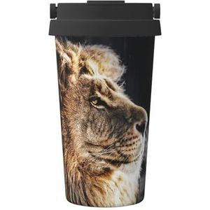 EdWal Mannelijke Leeuw Print Geïsoleerde Koffie Cup Tumbler, Herbruikbare Koffie Reizen Mok voor Warm Houden/Ijs Koffie