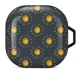 Zodiac Lion Pattern Oordopjes Hoesje Compatibel met Samsung Hard Shell Beschermhoes Zwart-Stijl