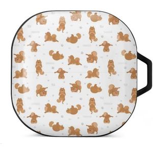 Yoga Pommeren Hond Poses And Oefeningen Oordopjes Hoesje Compatibel met Samsung Hard Shell Beschermhoes Zwart-Stijl