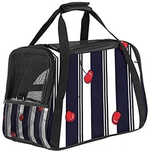 Reistas voor huisdieren, draagbare huisdierentas - Opvouwbare stoffen draagtas voor huisdieren Reistas Cherry Stripe