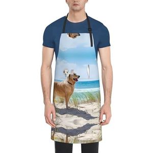 ZhaoYuGoods Mooie roze varkensschorten met zakken voor dames en heren, stijlvolle kookschorten voor keuken tuinieren salon, ideale print schort, Gouden Retriever, Eén maat