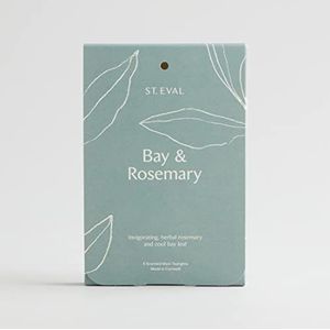 St. Eval Bay & Rozemarijn Maxi Theelichtjes - Lamorna Collectie - Natuurlijke koolzaadwas - Kalmerende mix van koel laurierblad en kruidenrozemarijn - Gemaakt in Cornwall - Pack van 6
