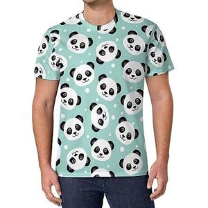 Schattig panda-gezicht heren T-shirt met korte mouwen casual ronde hals T-shirt mode zomer tops