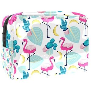 Tropische Flamingo Palm Cactus Banaan Reizen Make-up Bag, Pouch Beauty Accessoires Organizer voor Vrouwen Meisjes