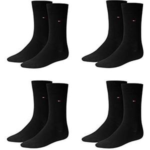 Tommy Hilfiger Classic Sokken, set van 4, 6, 8, 10 of 12 paar, diverse maten, zwart/zwart., 43/46 EU