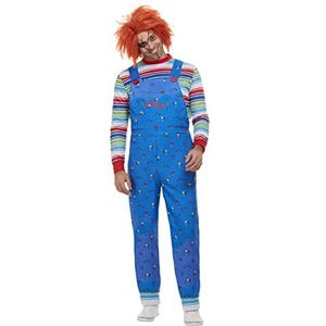 Chucky Costume, Blue, Top & Printed Dungarees, (M)