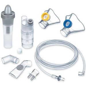 Beurer IH 28 Pro Jaarpakket, complete vervangingsset met hoogwaardige siliconenmaskers & neusspoeling, accessoires voor IH 28 Pro inhalator, desinfecteerbaar, vernevelaar, 10 filters, persluchtslang