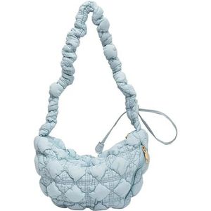 Quilted Dumpling Bag, Lightweight Puffer Shoulder Bag, Large Capacity Cloud Handbag Satchel Tote bag for Women (Light Blue)