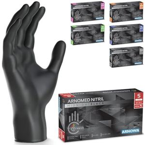 ARNOMED wegwerphandschoenen zwart, nitril handschoenen S, 500 stuks, poedervrij & latexvrij, verkrijgbaar in maat XS, S, M, L, XL & XXL