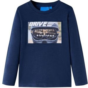 Kindershirt met lange mouwen helmprint 92 gemêleerd marineblauw