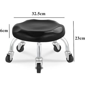 Rolstoel lage kruk, ronde kruk met wielen Ronde 360 ​​graden draaibare stoel, for mechanische kruk for werkplaats, kruiprolstoel (Color : Black, Size : 32.5 * 23 * 6cm)