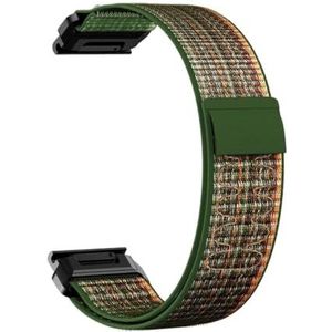 22 26 MM nylon horlogeband geschikt for Garmin Fenix ​​7/7Pro/7X/6X/6 Pro/5X/5 Plus/Epix/Instinct polsband vervangbare armband (Color : Green Orange, Size : Quick fit 22mm)