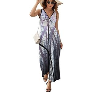 Natuurlijke frisheid dames lange jurk mouwloze maxi-jurk zonnejurk strand feestjurken avondjurken XL