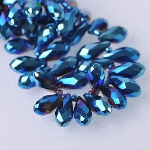 Effen kleur traan gefacetteerd kristalglas 12x6mm 16x8mm 20x10mm topgeboorde hanger druppels losse kralen voor sieraden maken doe-het-zelf-metaal blauw-16x8mm 20st