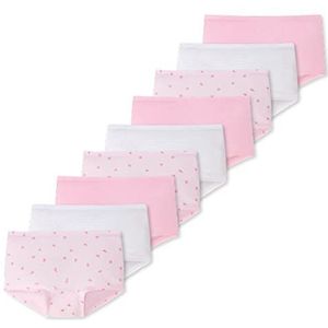 Schiesser 9 Voordeelpak Kids Girls - 95/5 Organic Cotton Shorts - Katoen - Onderbroek, wit/roze-911, 140 cm
