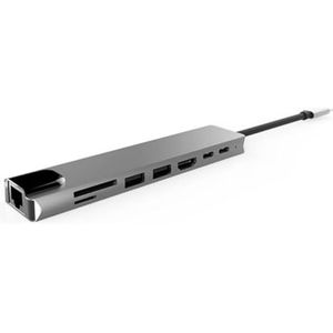 Aluminium USB C Hub met 100Mbps Ethernet HDTV 4K Output voor Geavanceerde Laptops