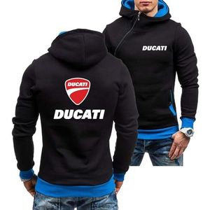 Heren Hoodies Met Contrasterende Kleuren Voor Ducati Pullover Hoody Met Zakken Jas Sweatshirts Met Lange Mouwen Halve Ritssluiting Jas Grafische-Black Blue||XL