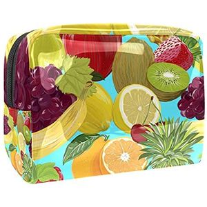 Verf Fruit Druiven Watermeloen Oranje Citroen Aardbei Ananas Make-up Tas Rits Pouch Reizen Cosmetische Organizer voor Vrouwen en Meisjes