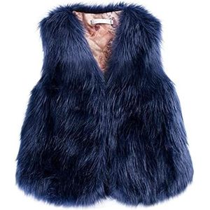 Faux Fur Vest - Marineblauw - Korte Jas - Vrouwen - Herfst Winter Mode
