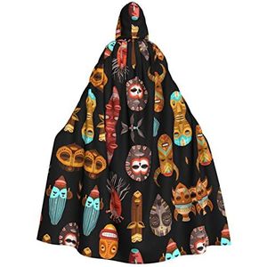 Halloween cape met capuchon Afrikaans ritueel etnische tribal maskers cosplay kostuum voor Halloween Kerstmis kostuum feest