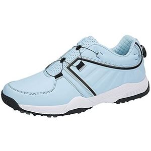 PENXZT Dames Golfschoenen Extra Brede Fit Casual Lederen Sneakers Ademend Groot Formaat,Blauw,38 EU