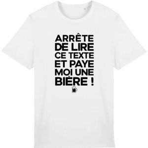 T-shirt Paye Moi Un Bier, voor heren, bedrukt in Frankrijk, 100% biologisch katoen, verjaardagscadeau, Apéro Humor, origineel grappig, Wit, 3XL