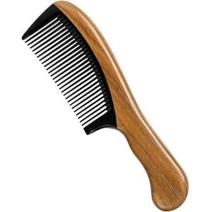 Prachtige handgemaakte haarkam - antistatische 100% natuurlijke groene sandelhout buffelhoorn kam ontwarrende kam voor vrouwen, mannen, dik, fijn, krullend, recht, golvend haar (groene sandelhout