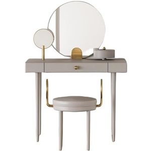 Kaptafel met spiegel en krukset, moderne make-uptafel, make-upbureau, slaapkamerkaptafelset cosmetica-dressoir (Size : Large)