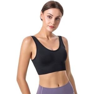 Sportbeha Dagelijkse Sport Beugelvrije Vrijetijdsbeha Met Gewatteerd Hemdje Met Gesloten Rug For Yoga-fitness Sport Beha Gym(Black,XL)