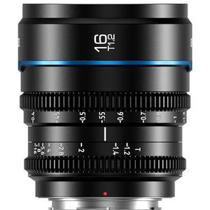 SIRUI Night Walker 16 mm cine-objectief met handmatige focus, T1.2 Large Aperture S35 Frame Wide Angle Prime Lens voor RF-montagecamera's, voor R7, R10, C70, R50 (MS16R-B, RF-montage, zwart)